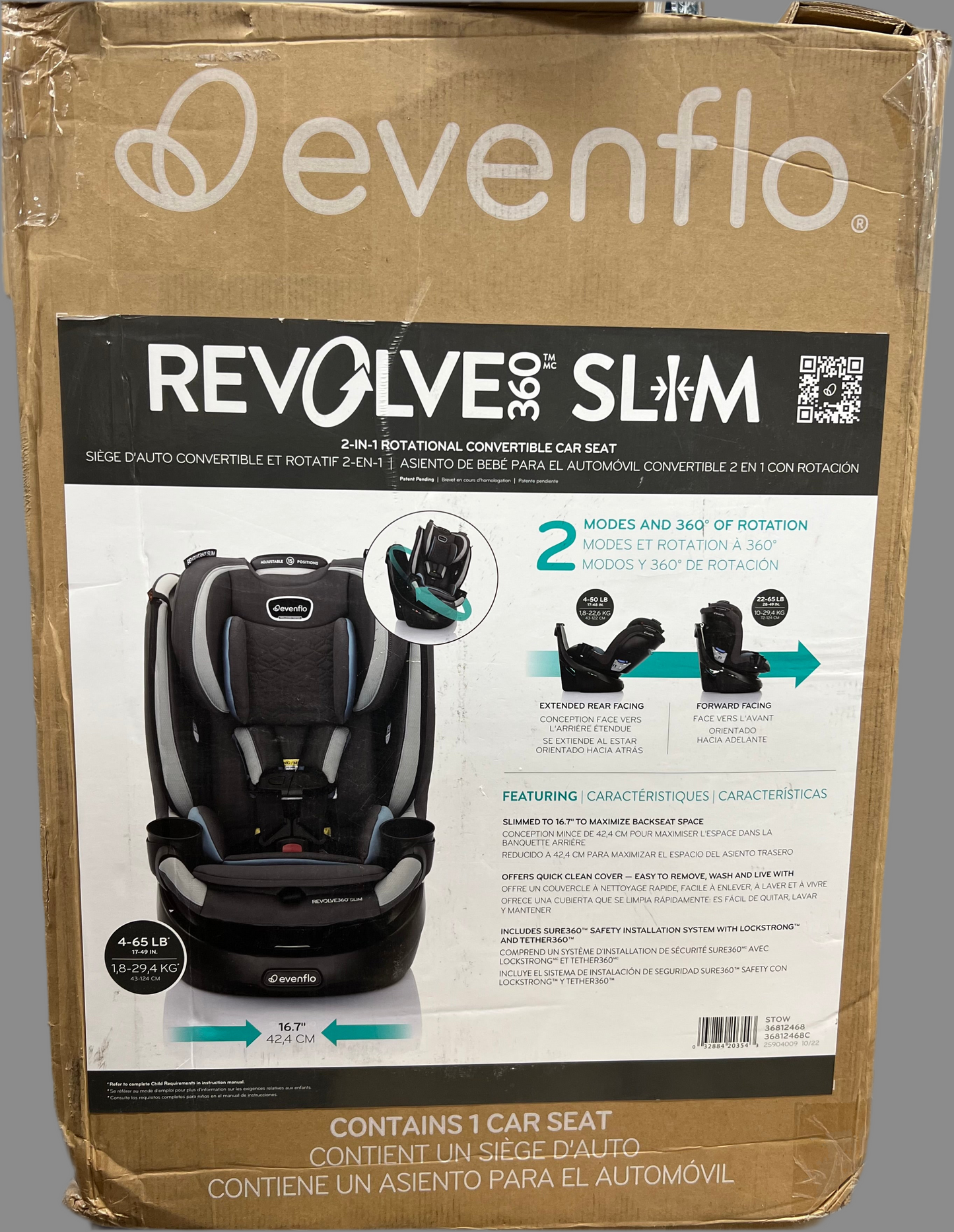 Evenflo Revolve360 Slim 2-in-1 Car Seat (Stow Blue)