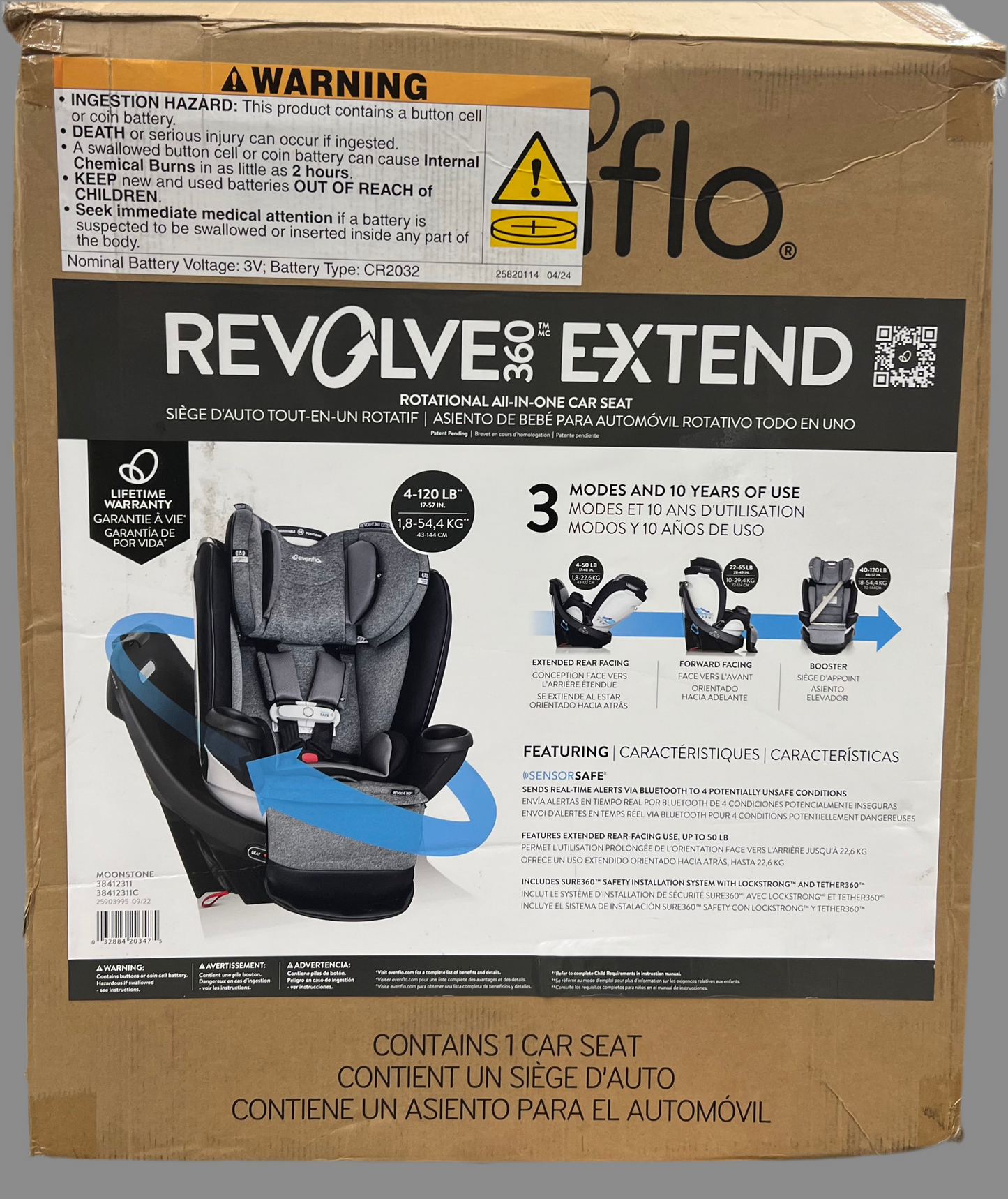 Evenflo Gold Revolve360 Extend with SensorSafe (moonstone grey)