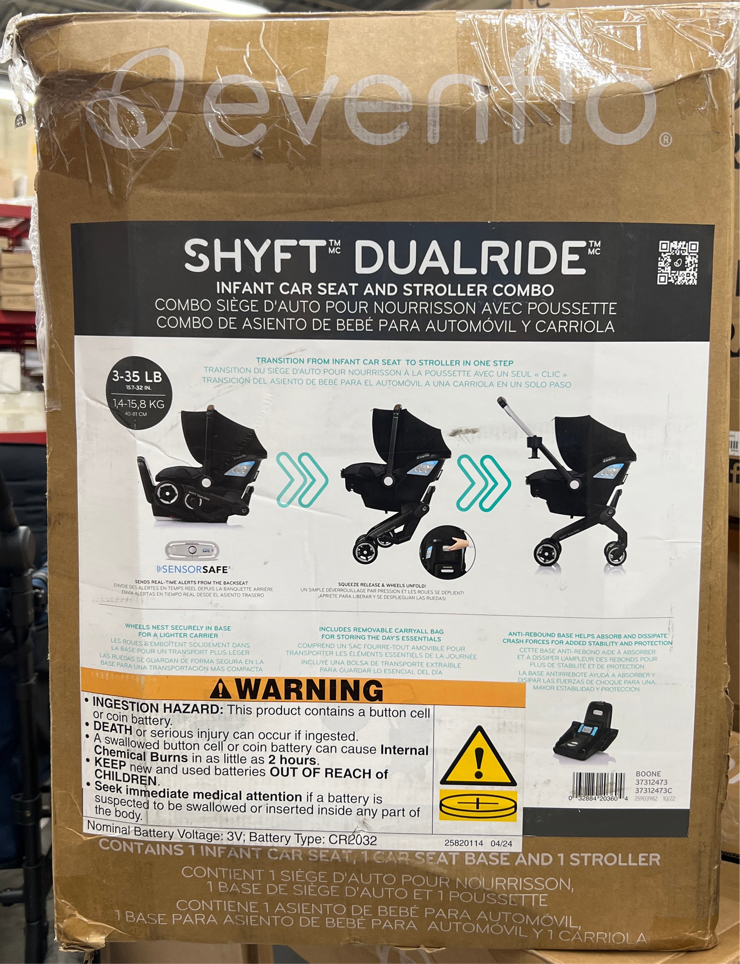 Evenflo Shyft DualRide with Carryall Storage infant car seat and stroller combo Travel System BOONE GRAY