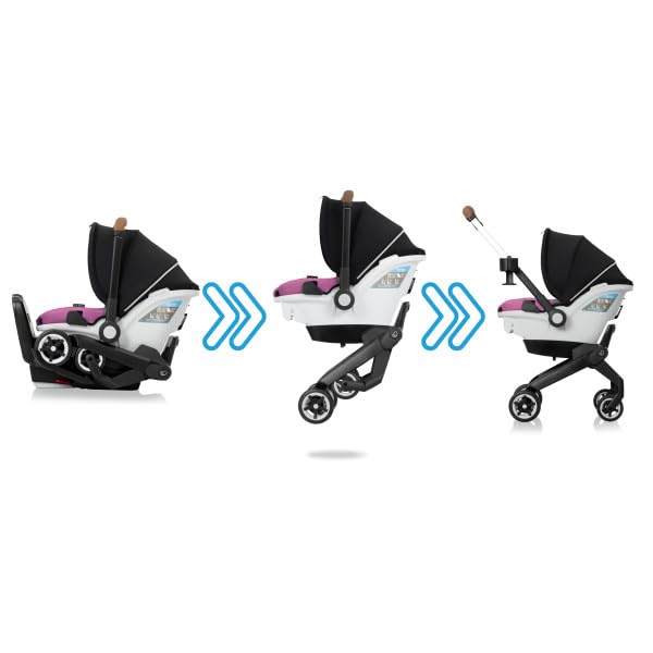 Evenflo Shyft DualRide with Carryall Storage infant car seat and stroller combo opal pink