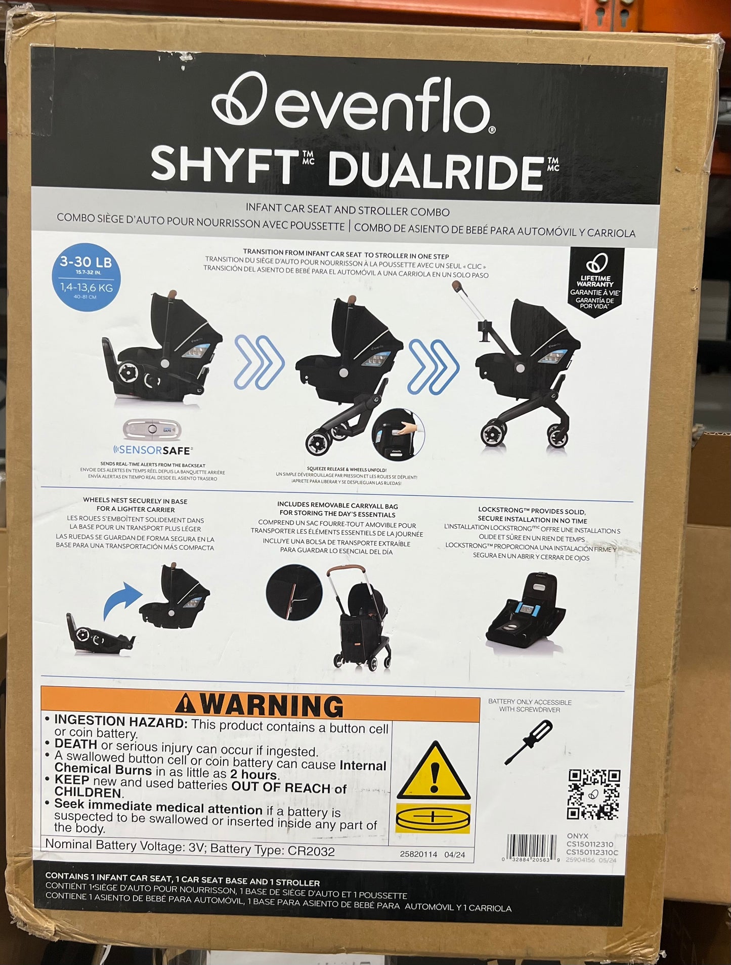 Evenflo Shyft DualRide with Carryall Storage infant car seat and stroller combo (Onyx Black)