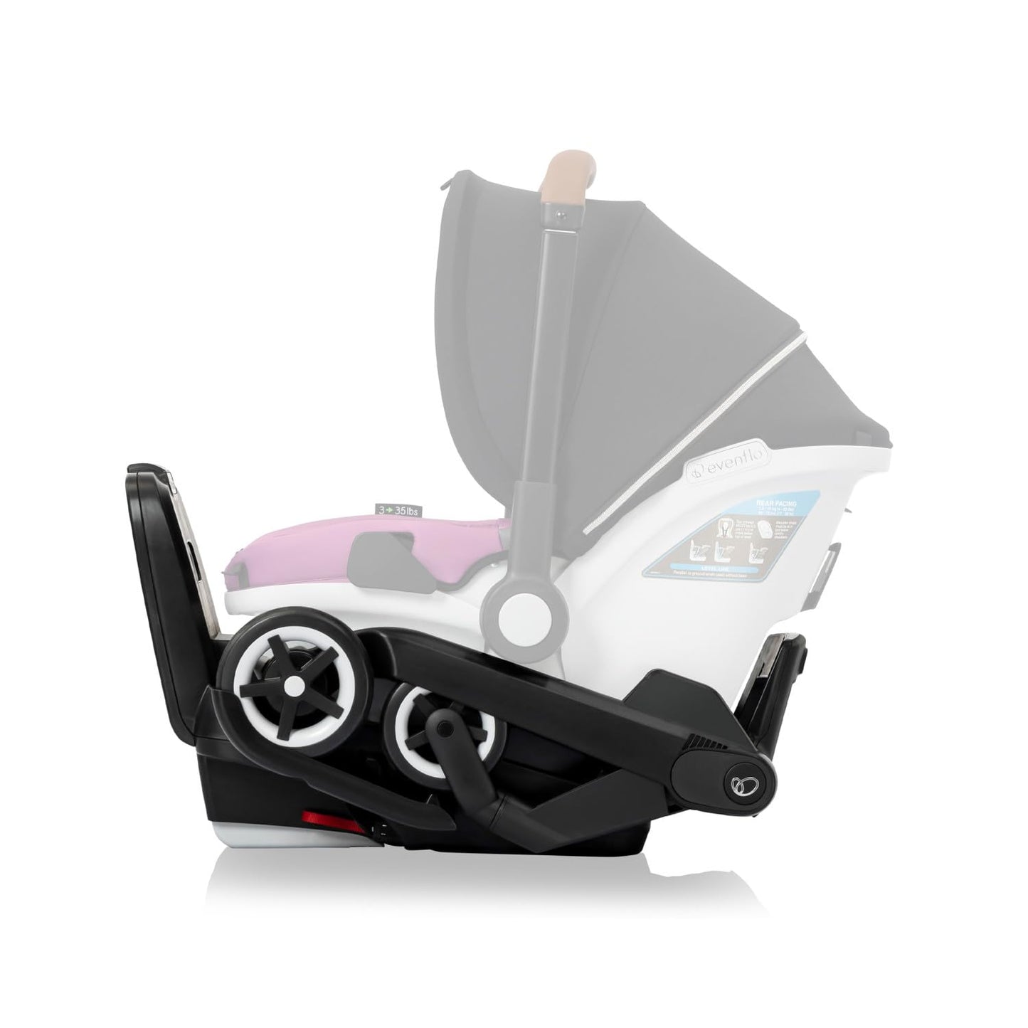 Evenflo Shyft DualRide with Carryall Storage infant car seat and stroller combo opal pink