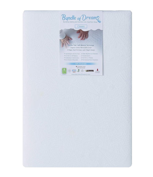 Bundle Of Dreams Flagship 5" Organic Cotton Cover 2 Stage Mini Crib Mattress, for Portable Cribs or Mini Cribs