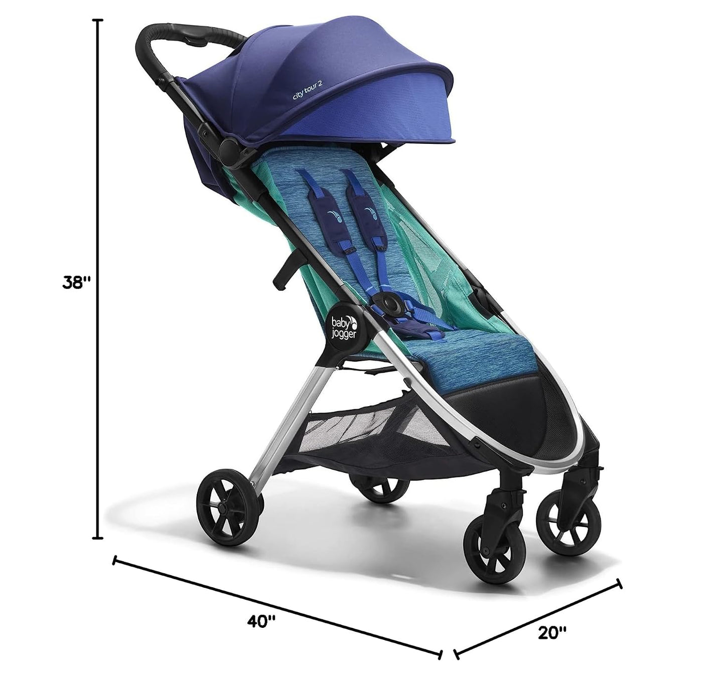 Baby Jogger City Tour 2 Carry-On Approved Compact Stroller, Coastal (New)