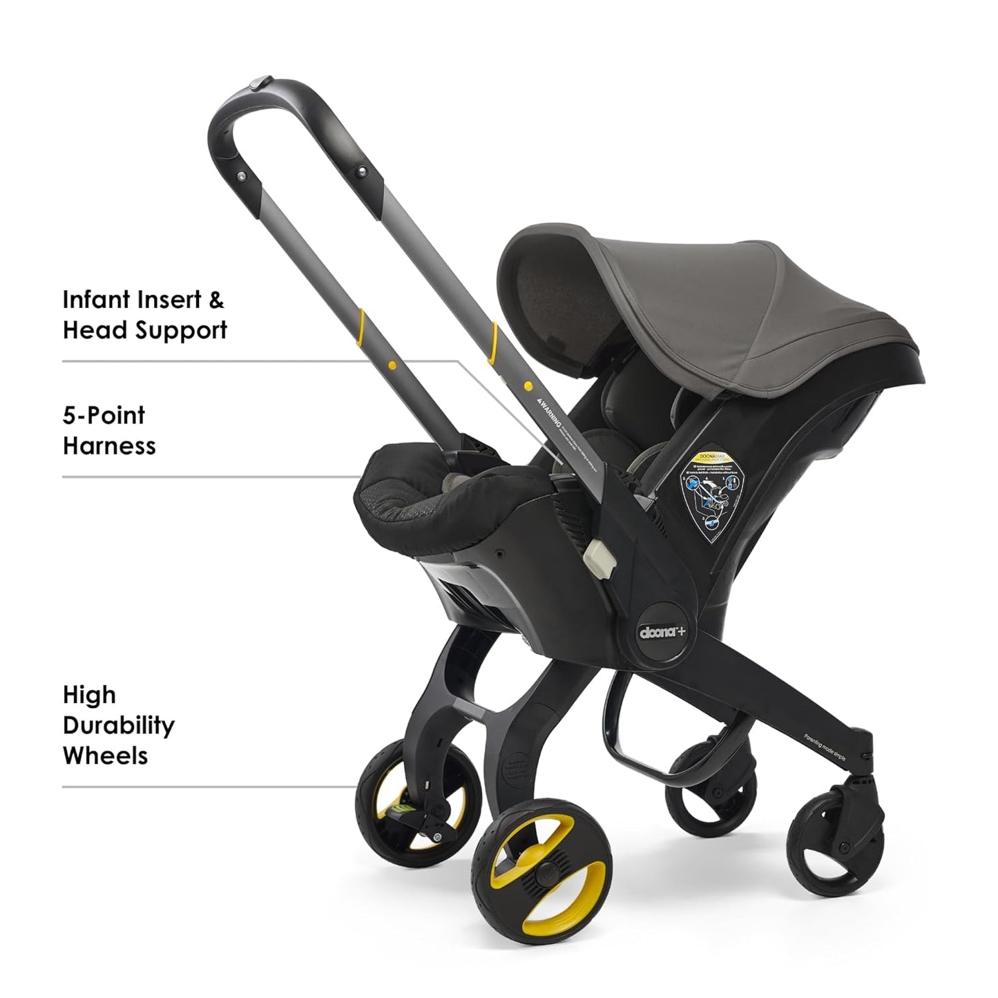 Doona Car Seat & Stroller, Greyhound All-in-One Travel System USED