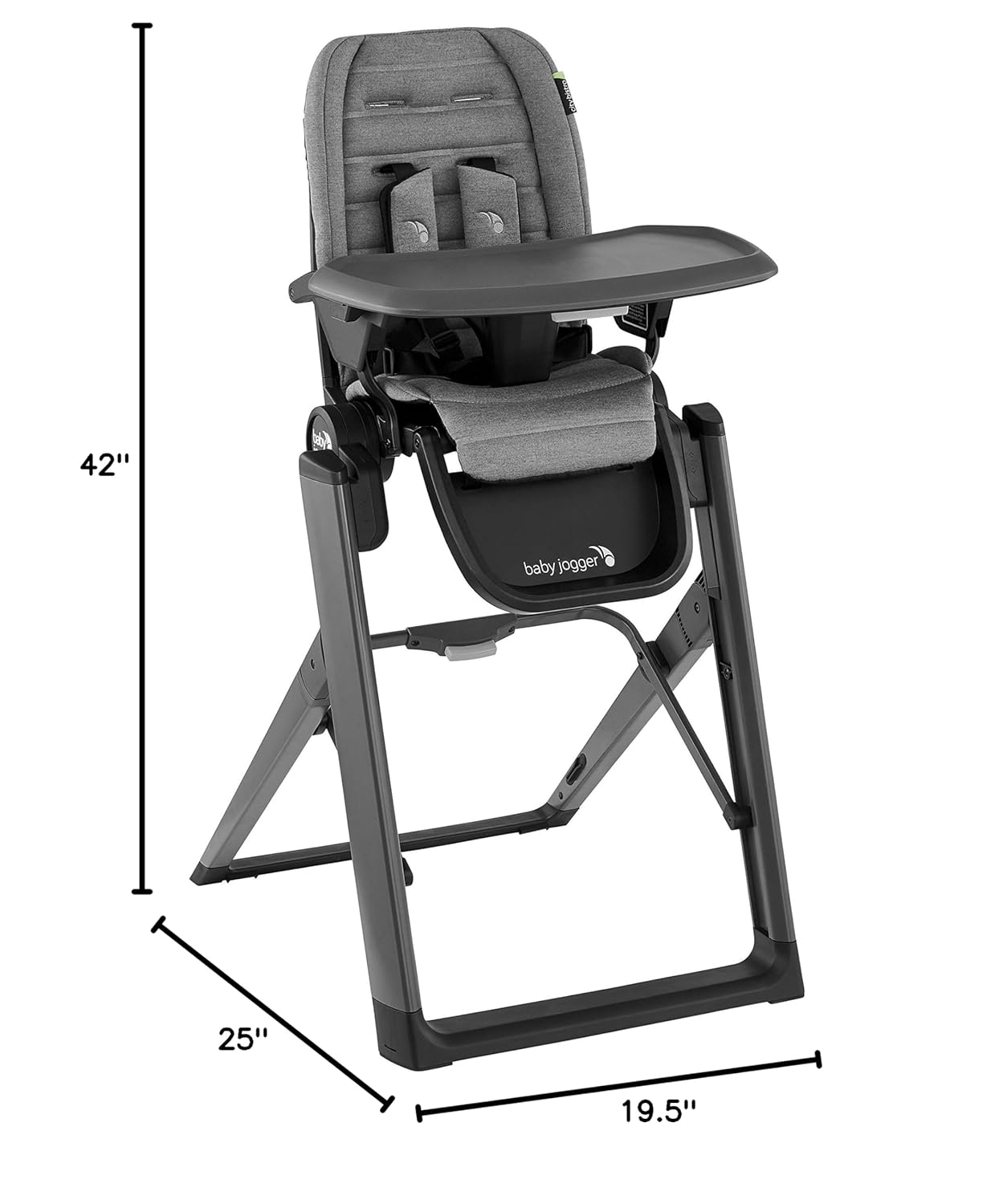 Baby Jogger City Bistro High Chair, Slim Foldable Compact Design, Super Compact Free-Standing Easy Fold, 4 Height Positions, Highchair for Baby with Dishwasher-Safe Tray, Graphite