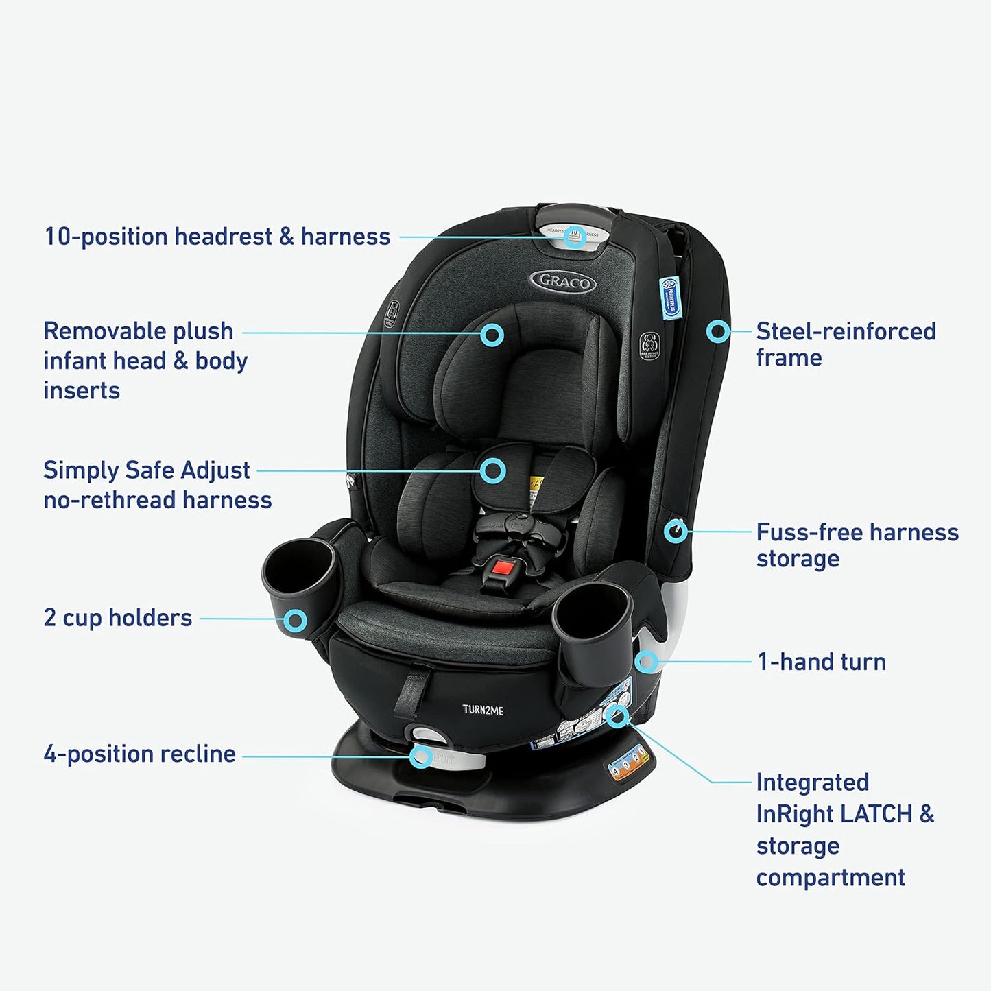 Graco Turn2Me 3-in-1 Car Seat, Rotating Car Seat, Cambridge (2024)