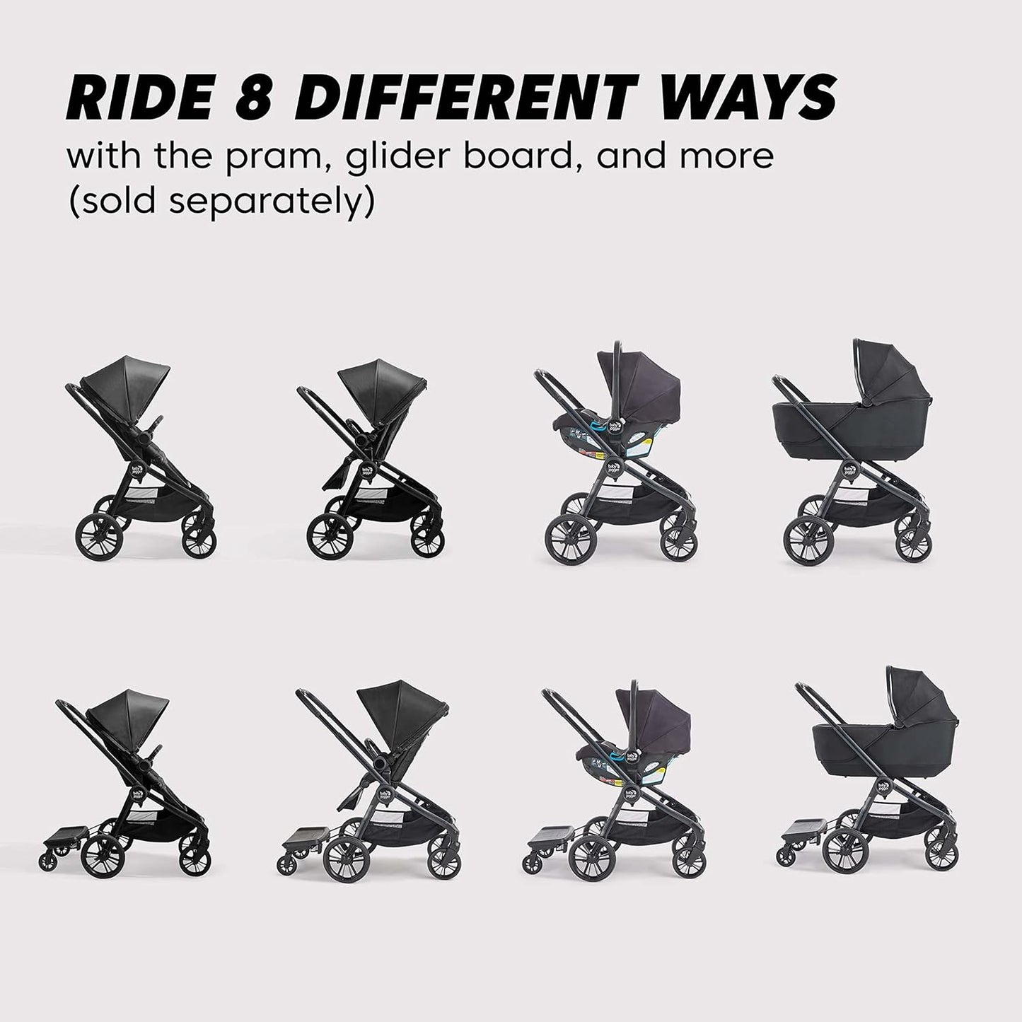Baby Jogger® City Sights® Stroller - Convertible Stroller with Compact Fold, Rich Black