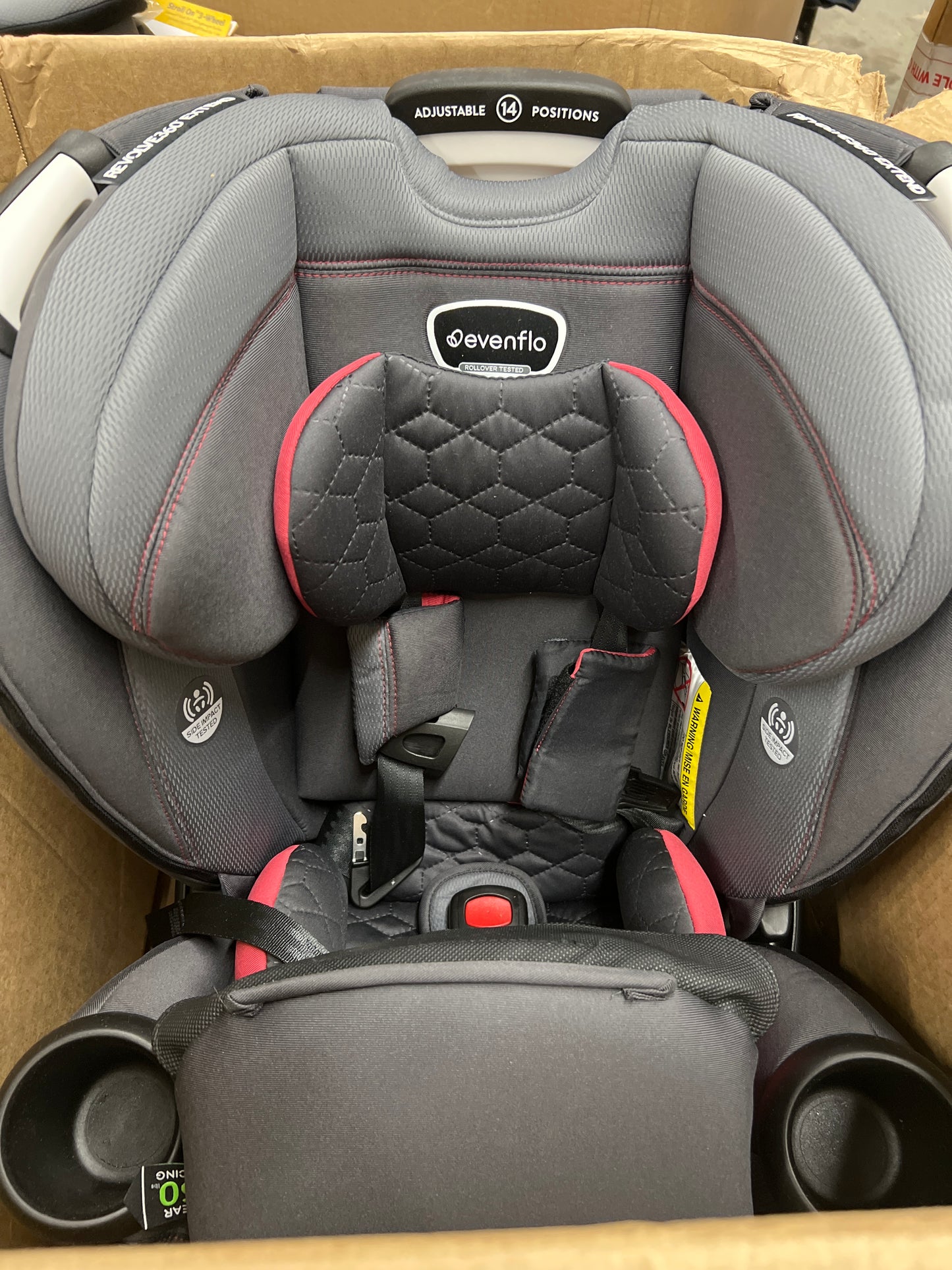 Evenflo Revolve360 Extend Convertible Car Seat with 360 Degree Rotation, Extended Rear-Facing, Forward-Facing, Booster Mode, and Secure Latch Install, Rowe Pink