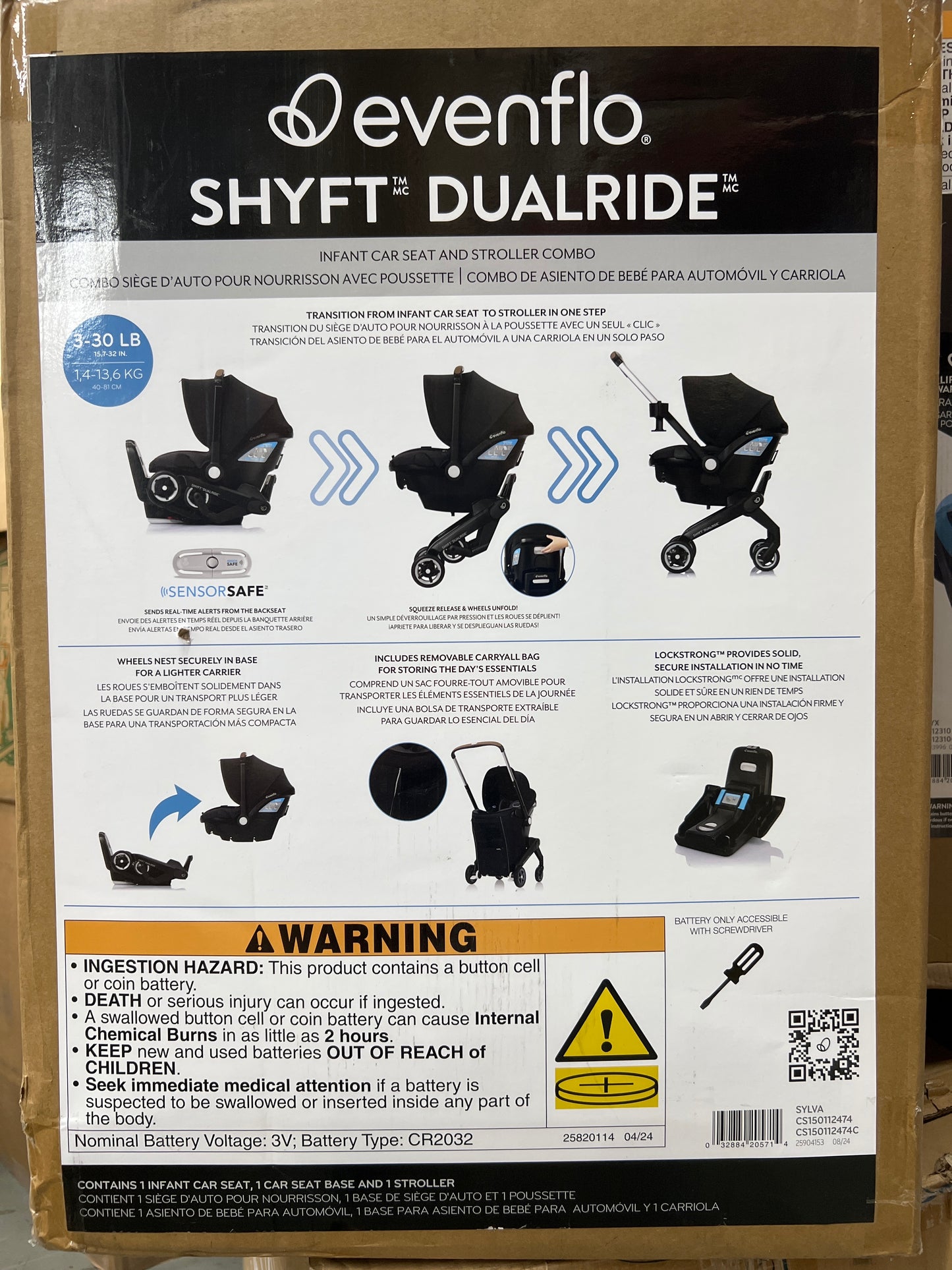 Evenflo Shyft DualRide with Carryall Storage Infant Car Seat and Stroller Combo (Sylva Pink)