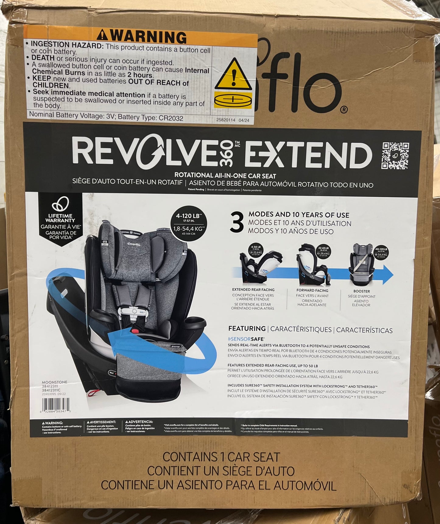 Evenflo Gold Revolve360 Extend car seat with SensorSafe (moonstone grey)