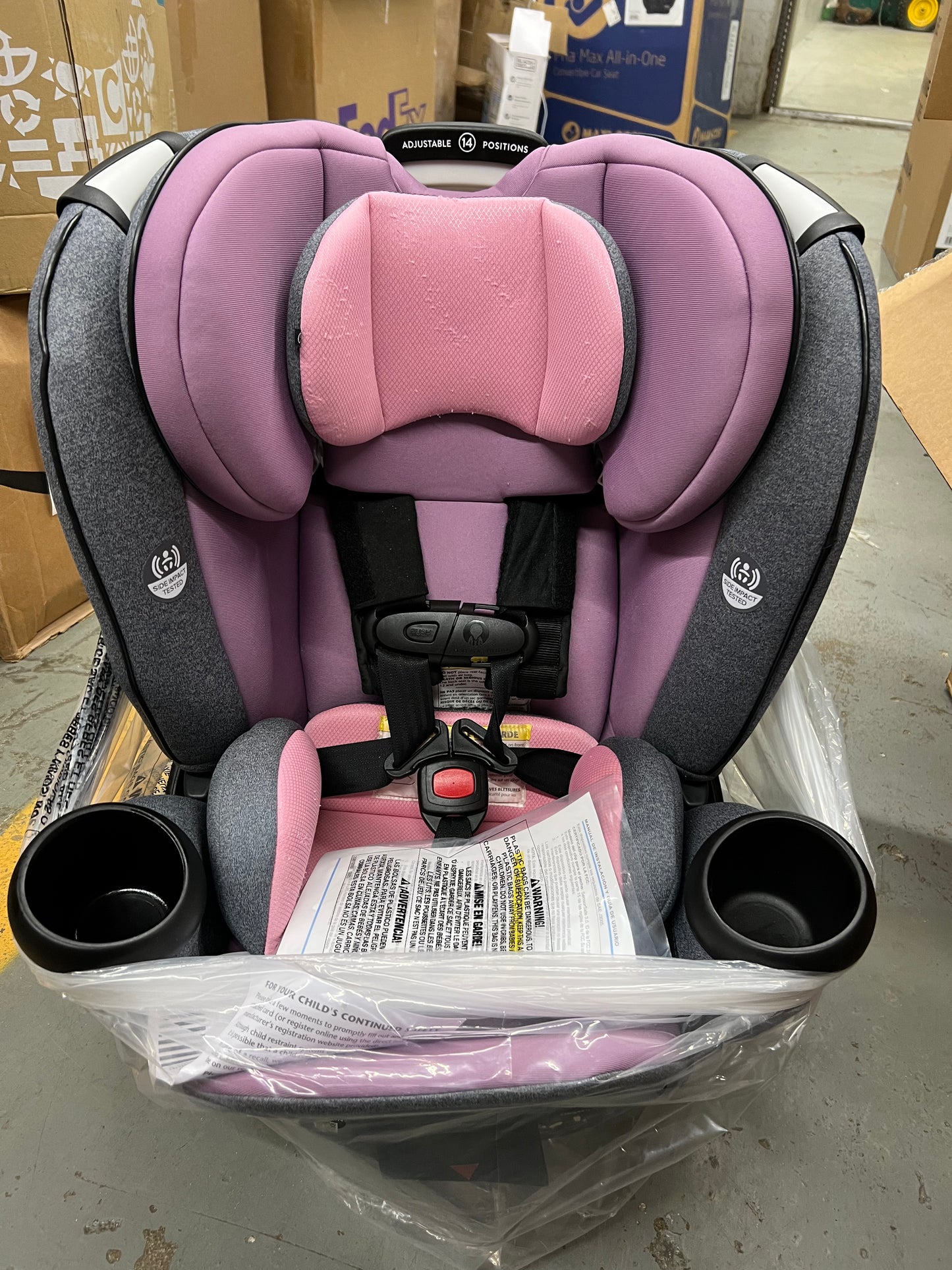 Evenflo Gold Revolve360 Extend All-in-One Rotational Car Seat with SensorSafe (Opal Pink)