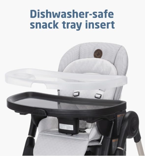 Maxi-Cosi Minla 6-in-1 High Chair for Babies & Toddlers, Portable Foldable Highchair, EcoCare Fabric, 9 Heights, 5 Reclines, 4 Tray Positions, Onyx Sand