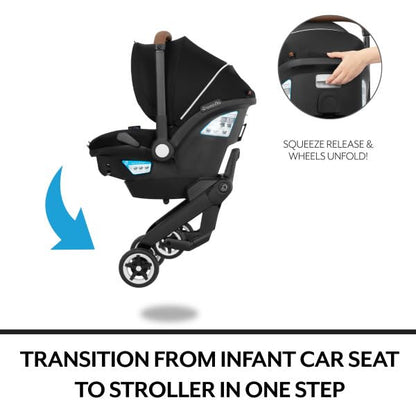 Evenflo Gold Shyft DualRide with Carryall Storage infant car seat and stroller combo (Onyx Black)