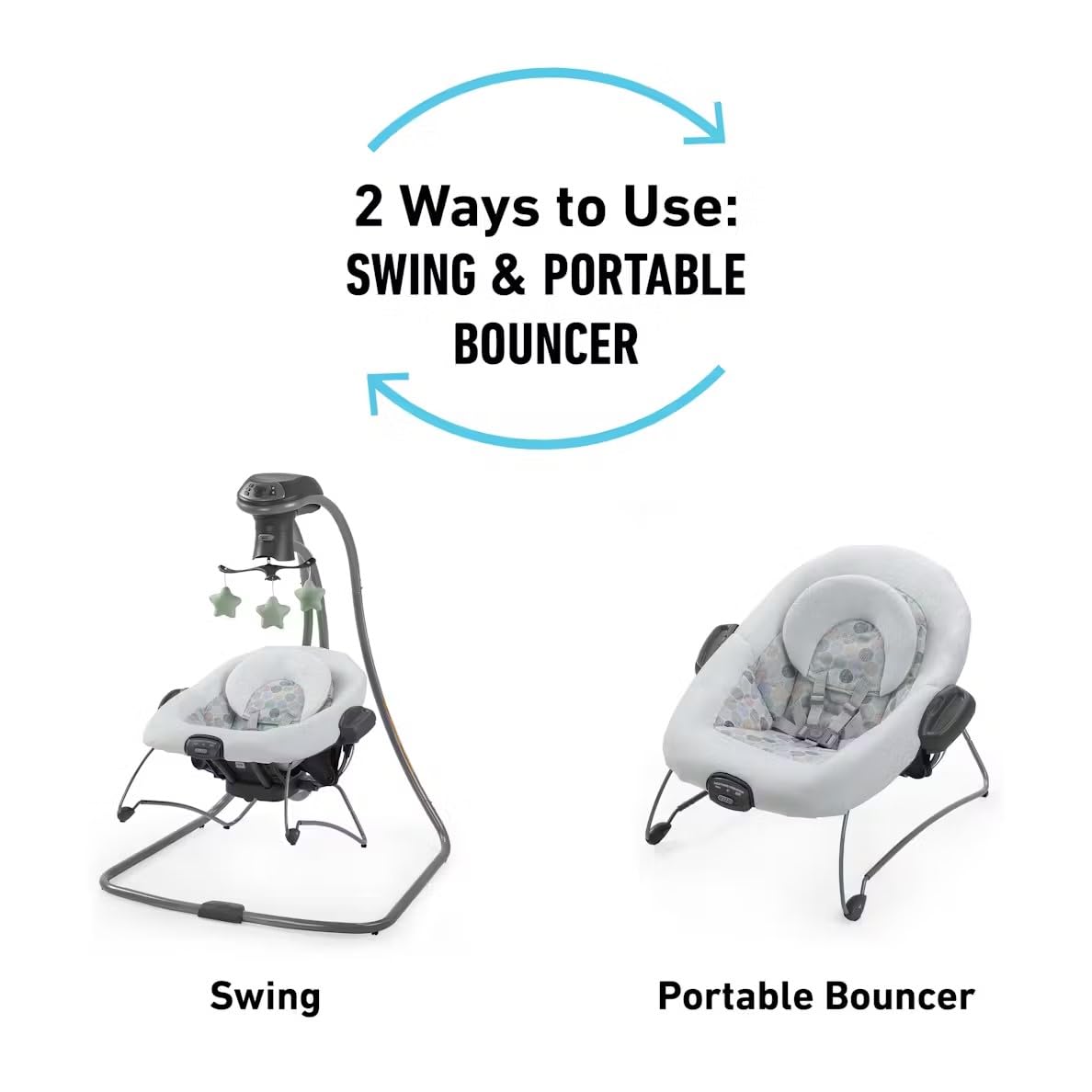 Graco Simple Sway 2-in-1 Swing and Bouncer with Removable Swing Seat and 6 Swinging Speeds for Toddler Swing Seat and Swing Chair - Emersyn