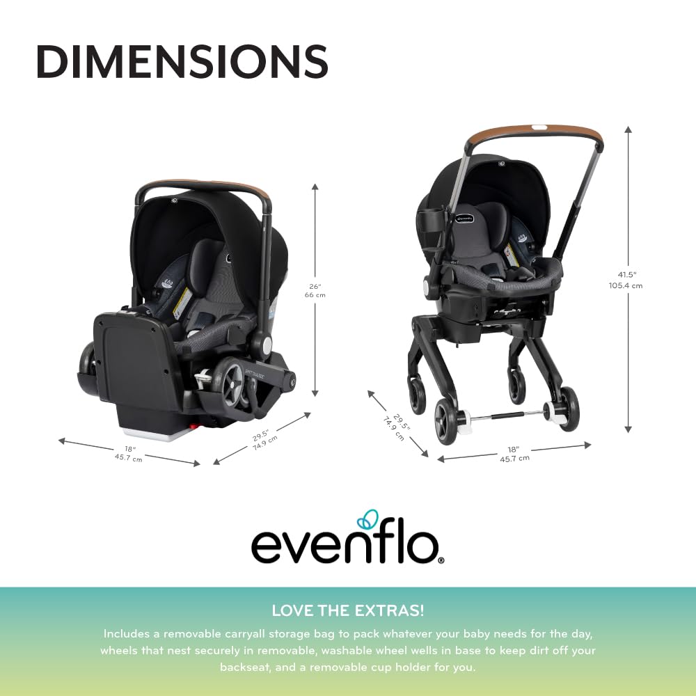 Evenflo Shyft DualRide  with Carryall Storage  infant car seat and stroller combo  BOONE GRAY LIKE NEW