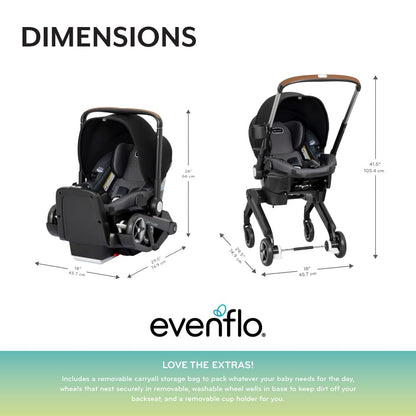 Evenflo Shyft DualRide  with Carryall Storage  infant car seat and stroller combo  BOONE GRAY LIKE NEW