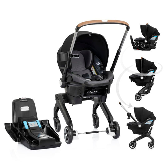 Evenflo Shyft DualRide  with Carryall Storage  infant car seat and stroller combo  BOONE GRAY LIKE NEW