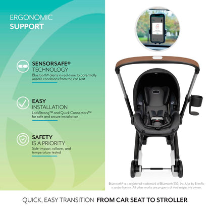 Evenflo Shyft DualRide  with Carryall Storage  infant car seat and stroller combo  BOONE GRAY LIKE NEW