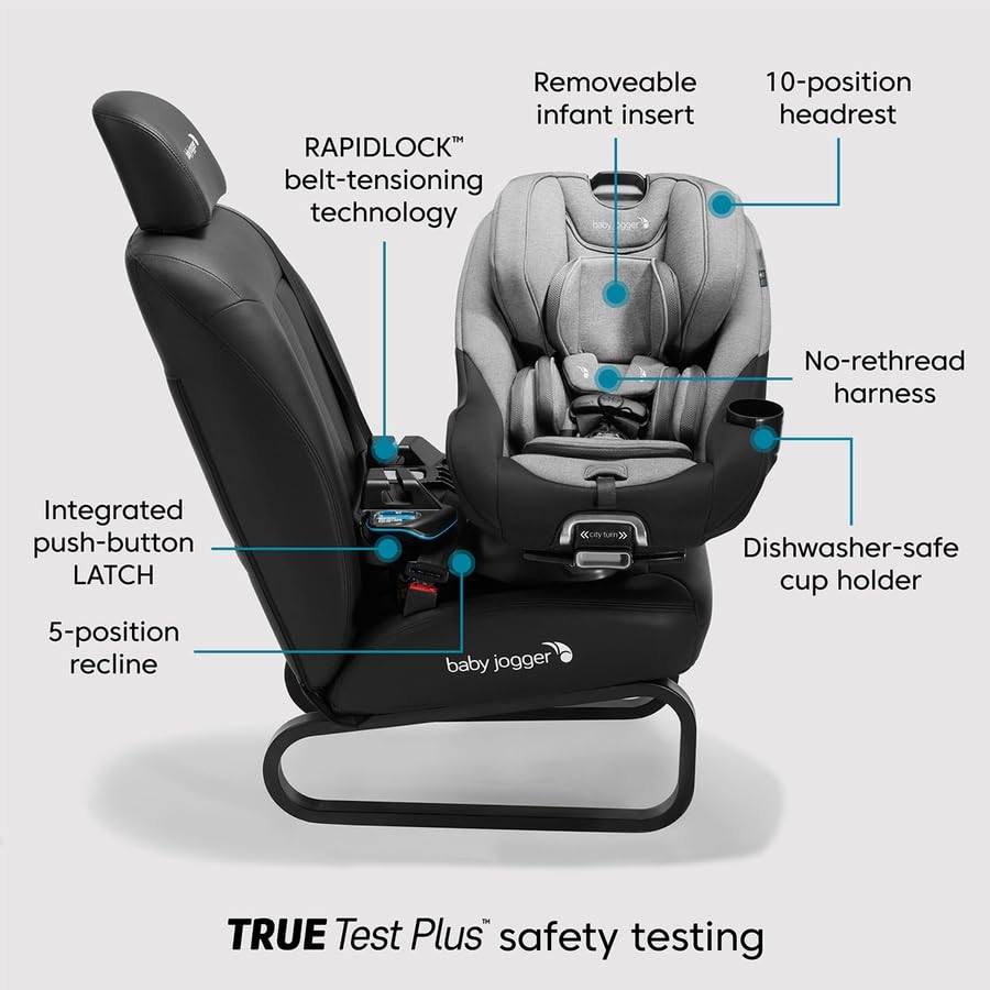 Baby Jogger City Turn Rotating Convertible Car Seat | Unique Turning Car Seat Rotates for Easy in and Out