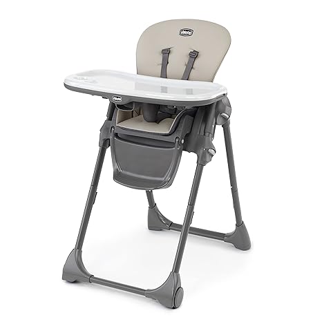 Chicco Polly Foldable High Chair for Babies and Toddlers, Space-Saving | Taupe (Open Box)