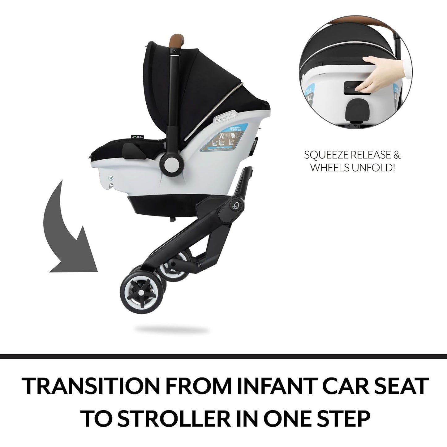 Evenflo Gold Shyft DualRide Car Seat Stroller Combo, Onyx Black (Open Box)