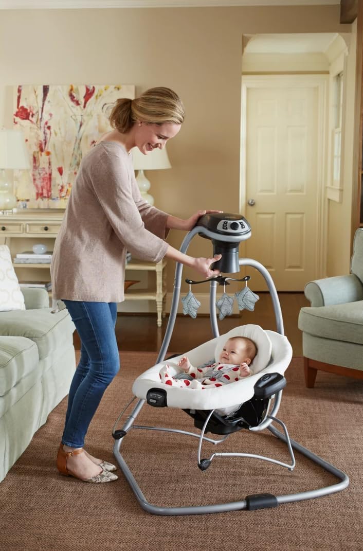 Graco Simple Sway 2-in-1 Swing and Bouncer with Removable Swing Seat and 6 Swinging Speeds for Toddler Swing Seat and Swing Chair - Emersyn