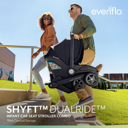 Evenflo Shyft DualRide  with Carryall Storage  infant car seat and stroller combo  BOONE GRAY LIKE NEW