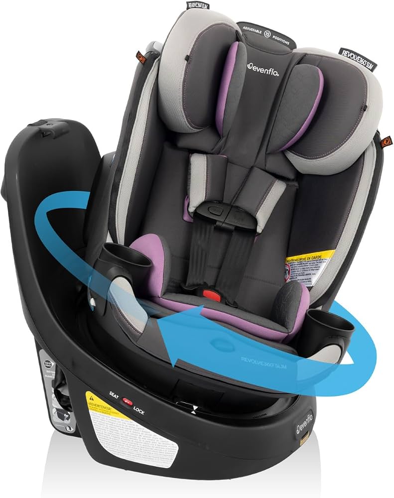 Evenflo Revolve360 Slim 2-in-1 Rotational Convertible Car Seat, Sutton Purple