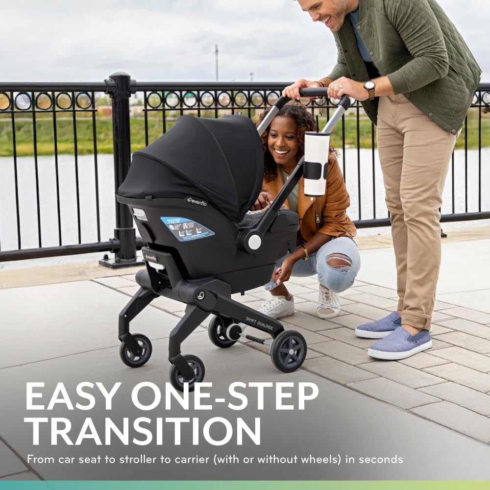 Evenflo Shyft DualRide  with Carryall Storage  infant car seat and stroller combo  BOONE GRAY LIKE NEW