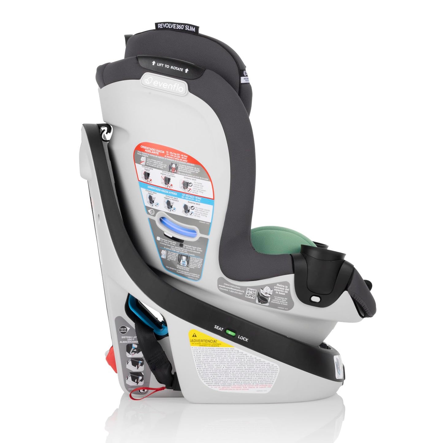 Evenflo Gold Revolve360 Slim 2-in-1  Rotational Car Seat with Green (peridot green)