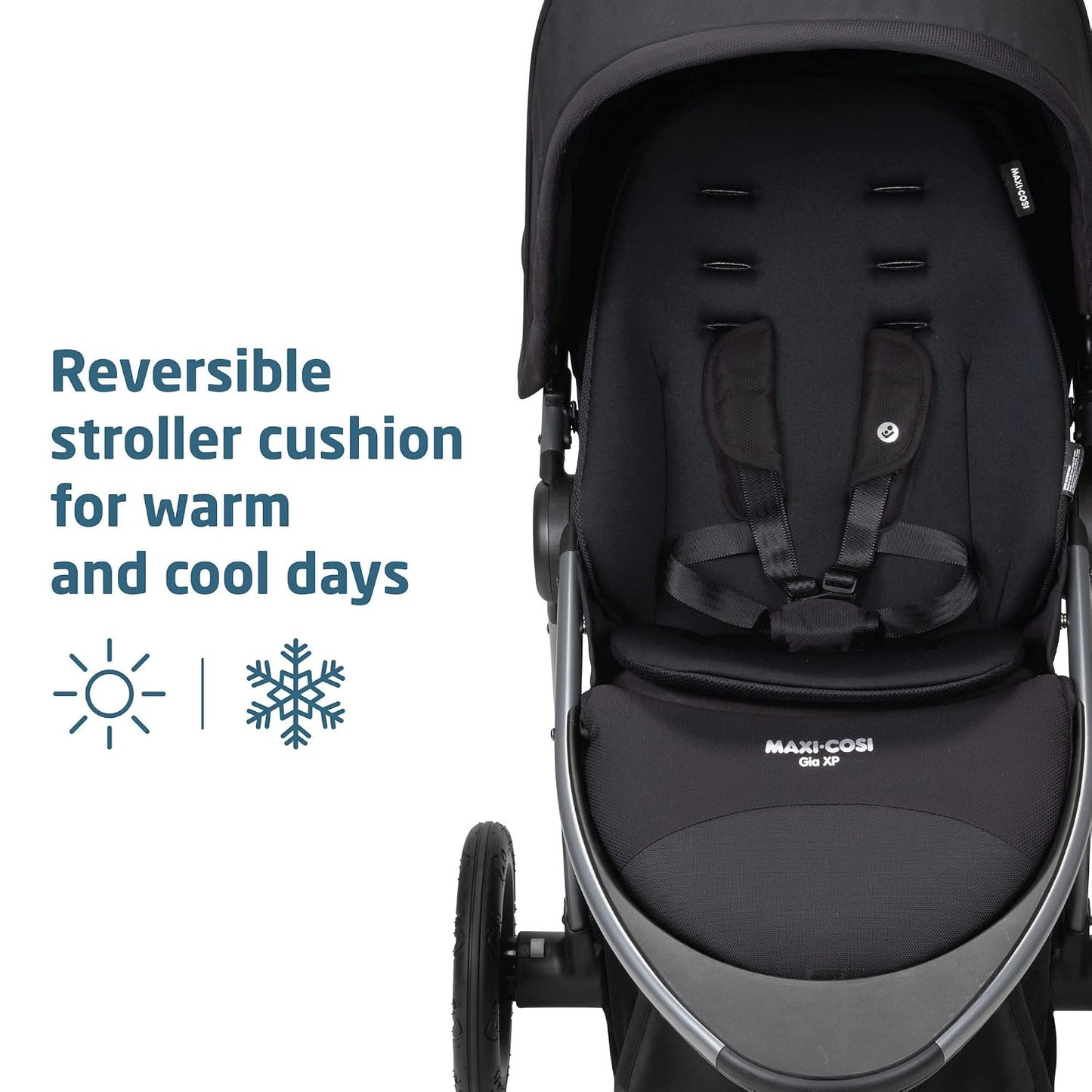 Maxi-Cosi Gia XP Luxe Travel System Stroller and Car Seat, Midnight Black
