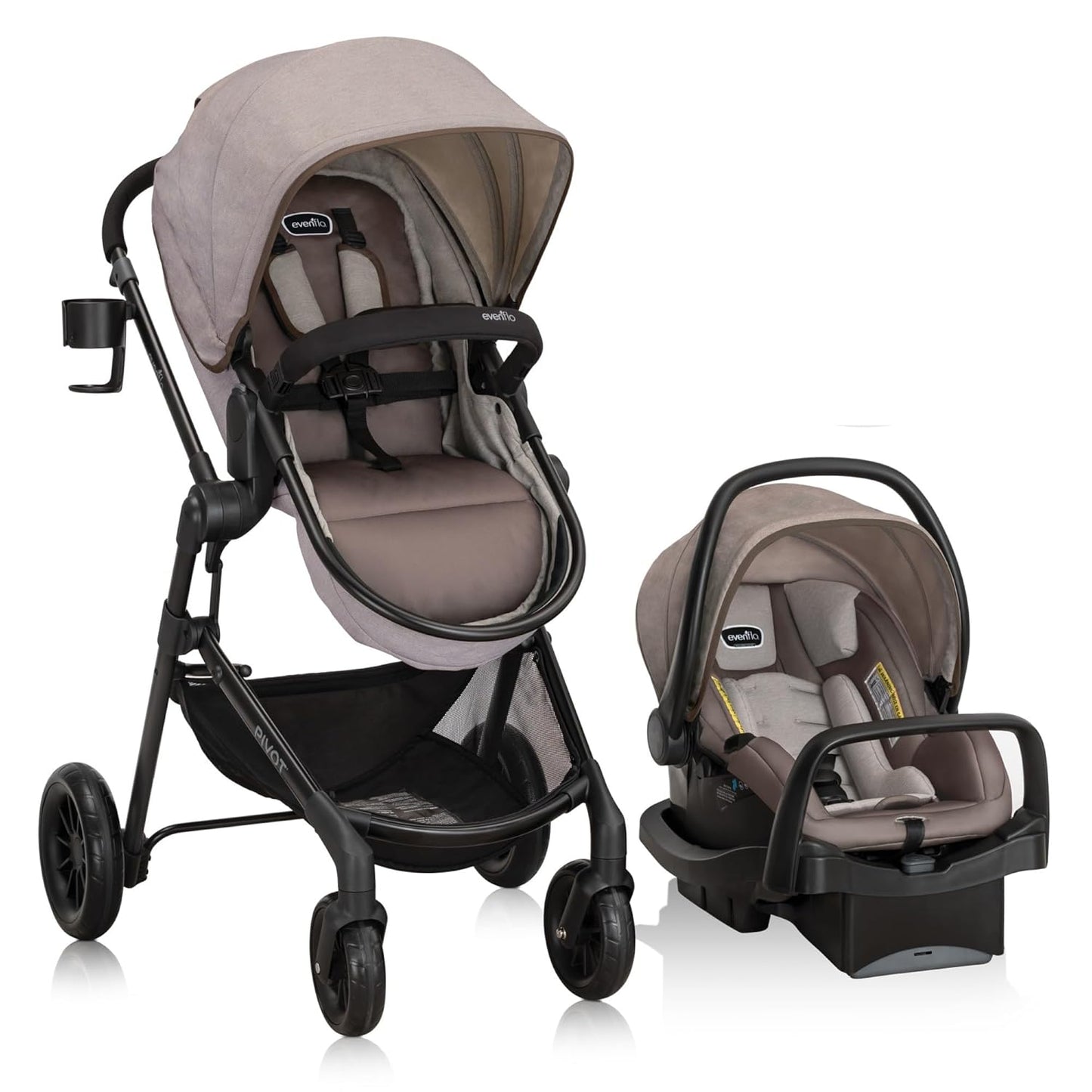 Evenflo Pivot Modular Travel System with LiteMax Preemie and Infant Car Seat (Desert Tan) (Copy)