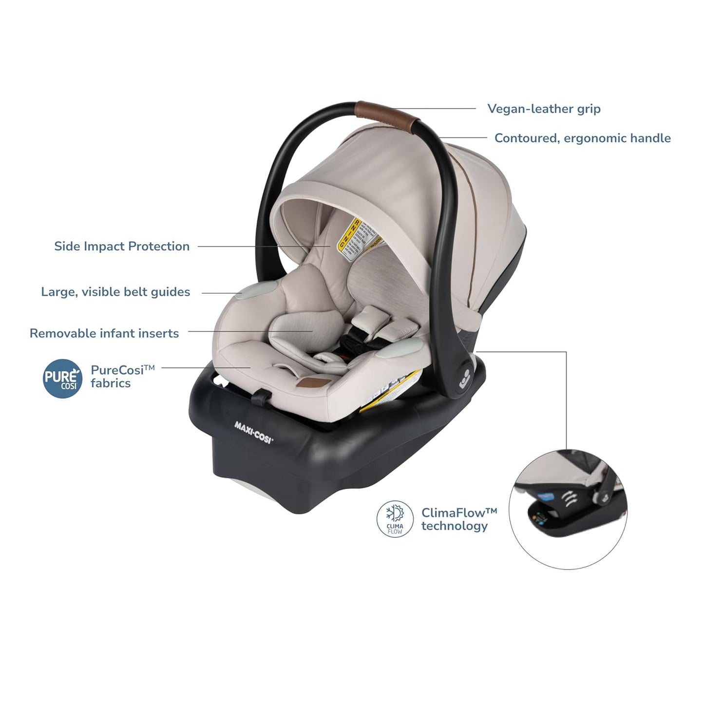 Maxi-COSI Mico Luxe Infant Car Seat with Base, New Hope Tan