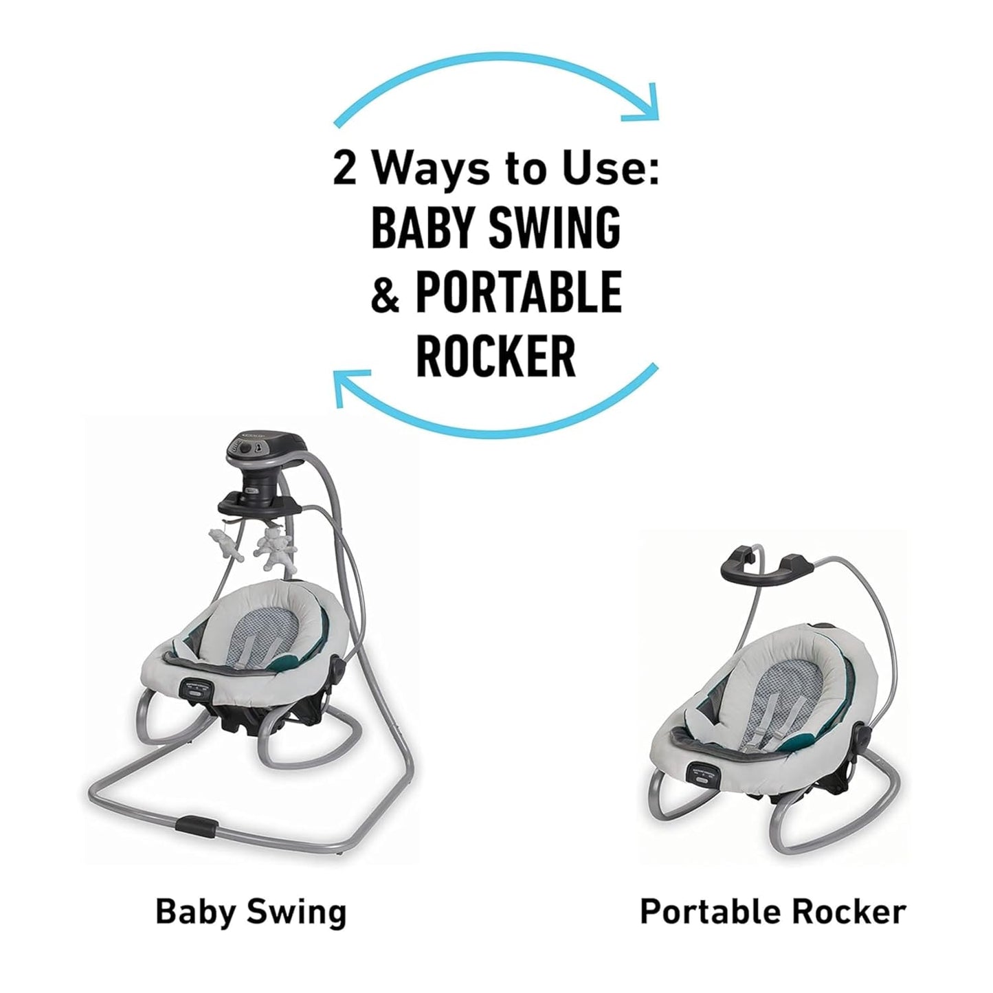 Graco DuetSoothe Swing and Rocker with Removable Swing Seat and 6 Swinging Speeds for Toddler Swing Seat and Swing Chair (Sapphire)