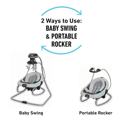 Graco DuetSoothe Swing and Rocker with Removable Swing Seat and 6 Swinging Speeds for Toddler Swing Seat and Swing Chair (Sapphire)