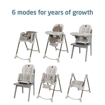 Maxi-Cosi Minla 6-in-1 Foldable High Chair, Classic Truffle (EcoCare Fabric)