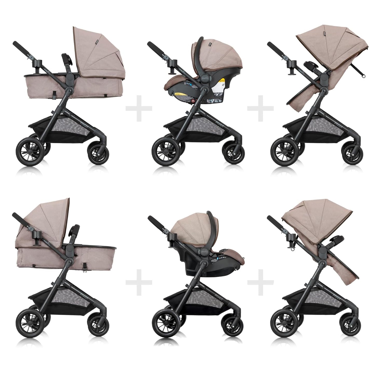 Evenflo Pivot Modular Travel System with LiteMax Preemie and Infant Car Seat (Desert Tan) (Copy)