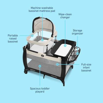 Graco Pack 'n Play Day2Dream Travel Bassinet Playard Features Portable Bassinet Diaper Changer and More (Lo, Lo)