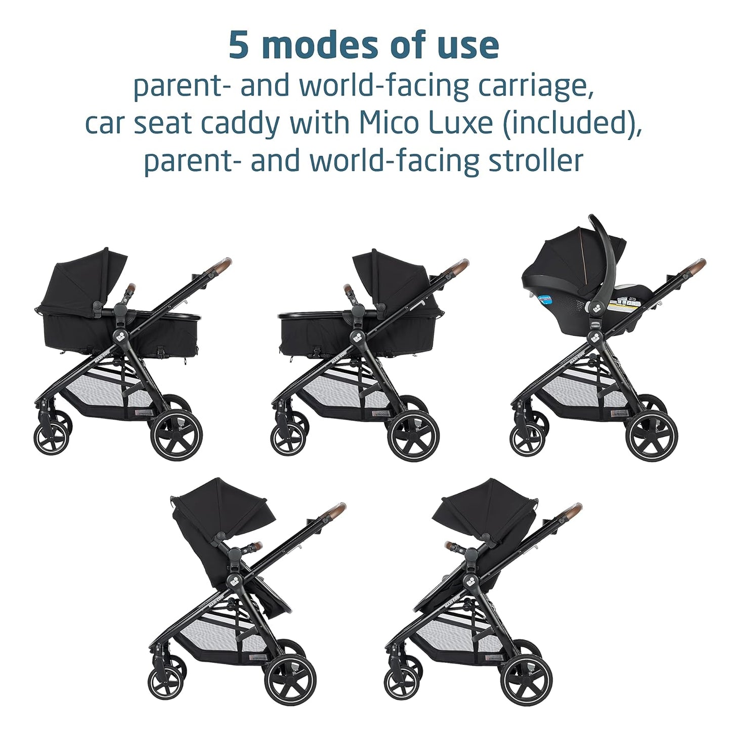 Maxi-Cosi Zelia Luxe 5-in-1 Modular Travel System in New Hope Black USED