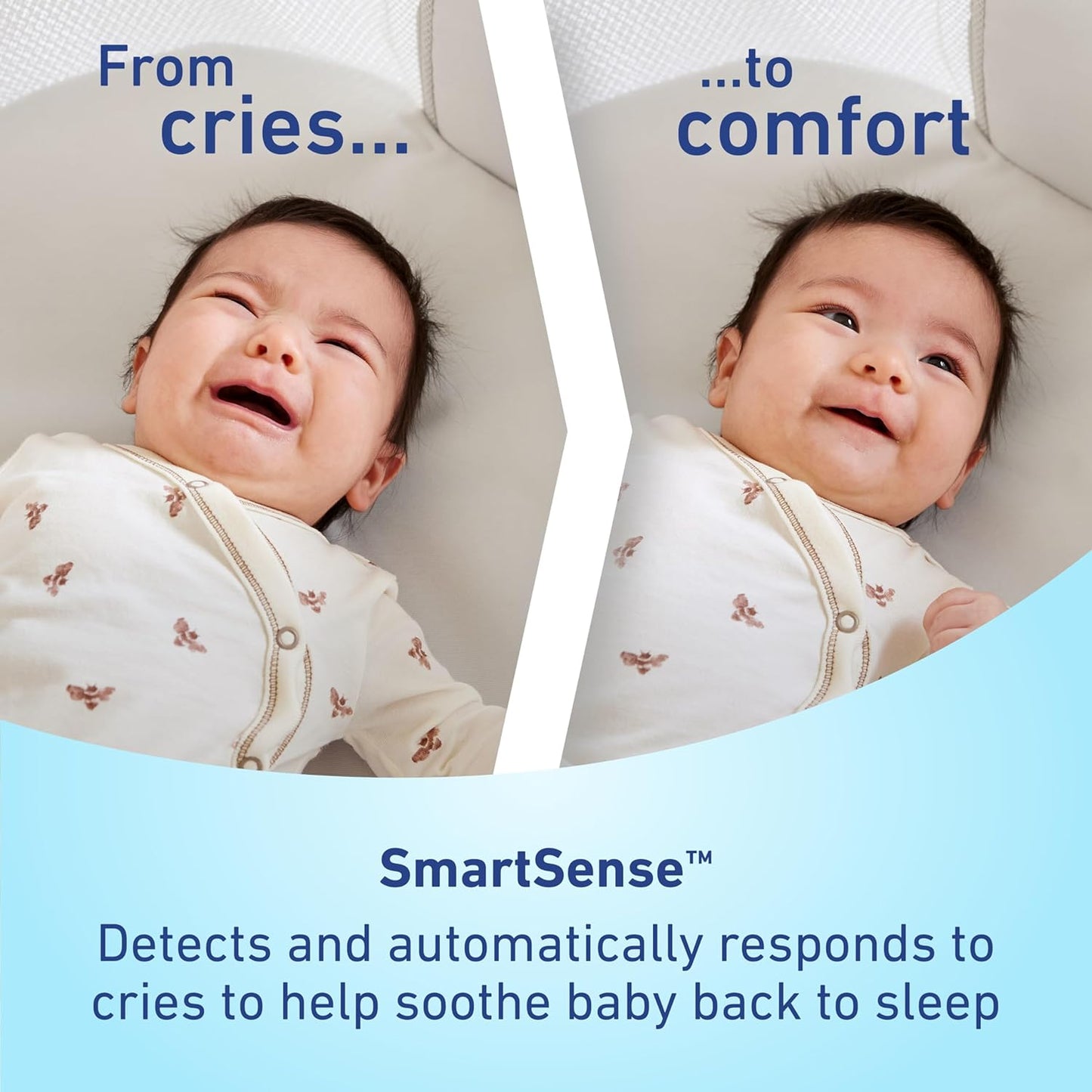 Graco® SmartSense Soothing Baby Bassinet – Smart Newborn Bassinet Detects and Automatically Responds to Baby's Cries – For Newborn Babies to 6 Months