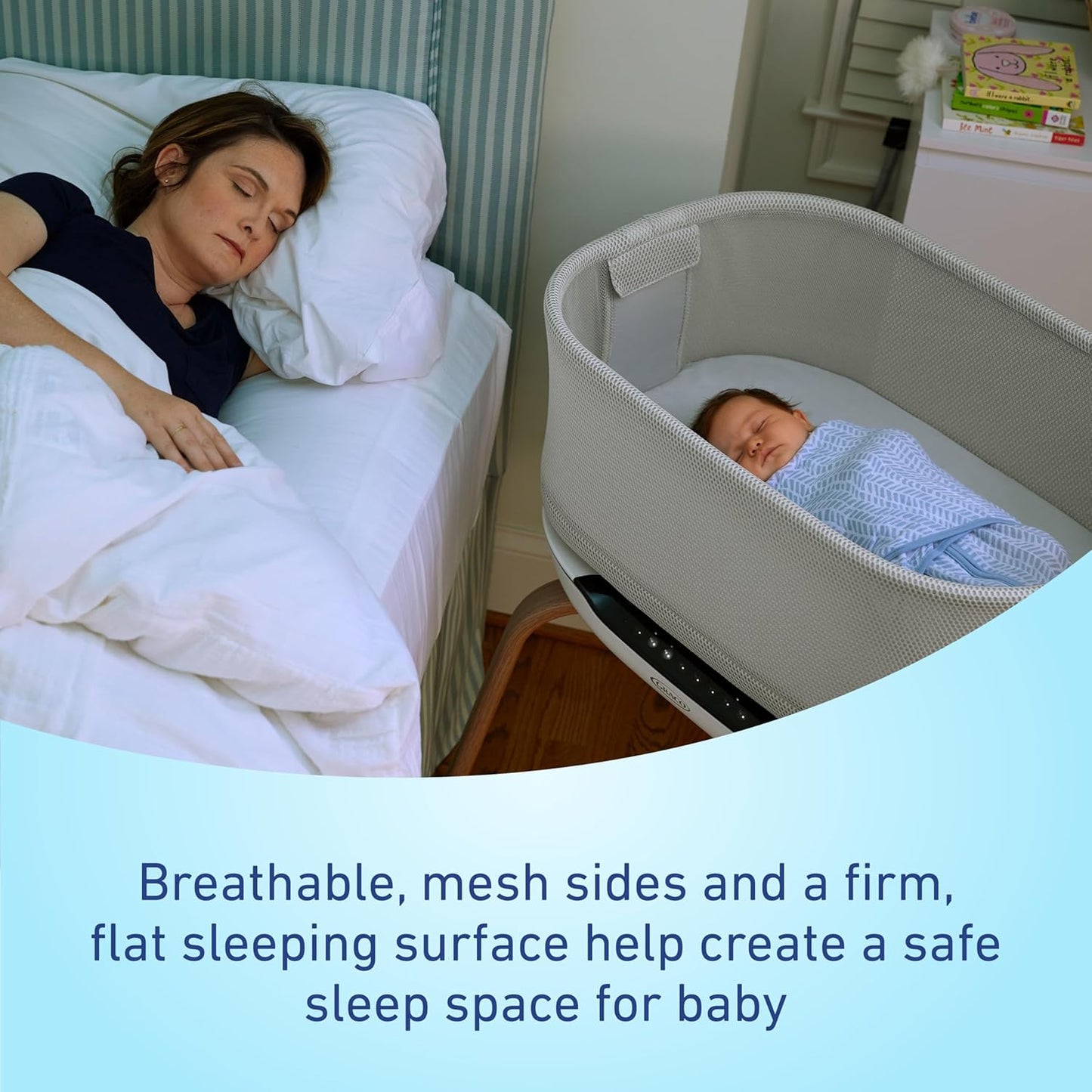Graco® SmartSense Soothing Baby Bassinet – Smart Newborn Bassinet Detects and Automatically Responds to Baby's Cries – For Newborn Babies to 6 Months