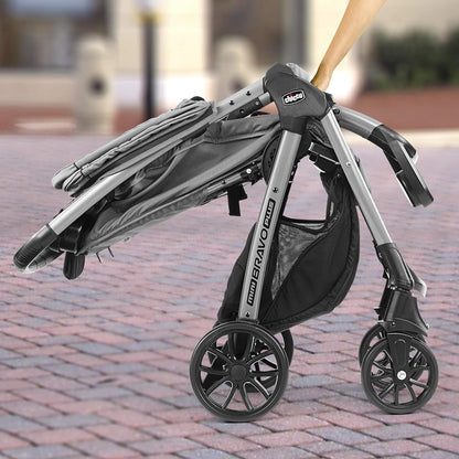 Chicco Mini Bravo Plus Travel System, Mini Bravo Plus Stroller with KeyFit 30 Infant Car Seat and Base, Slate/Grey (Open Box)