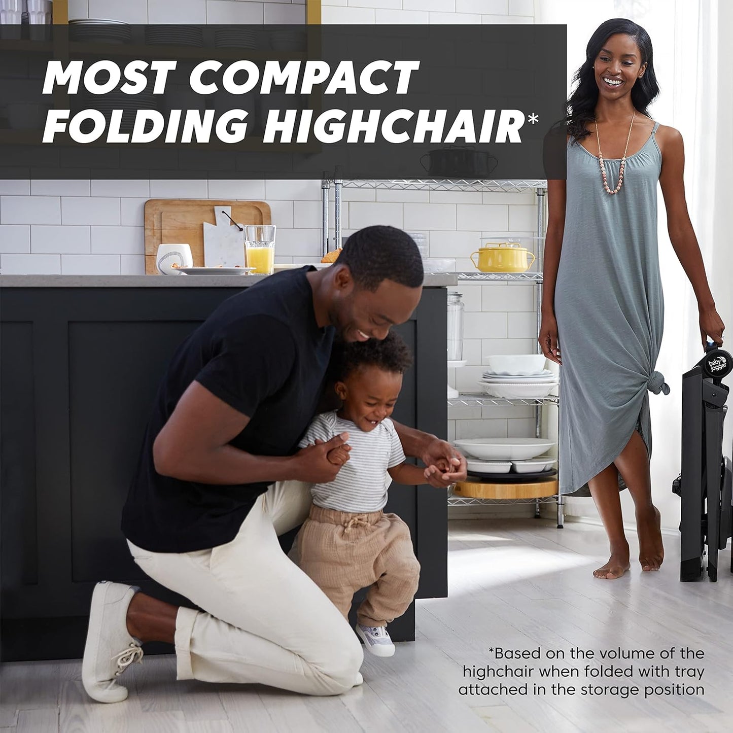 Baby Jogger City Bistro High Chair, Slim Foldable Compact Design, Super Compact Free-Standing Easy Fold, 4 Height Positions, Highchair for Baby with Dishwasher-Safe Tray, Graphite