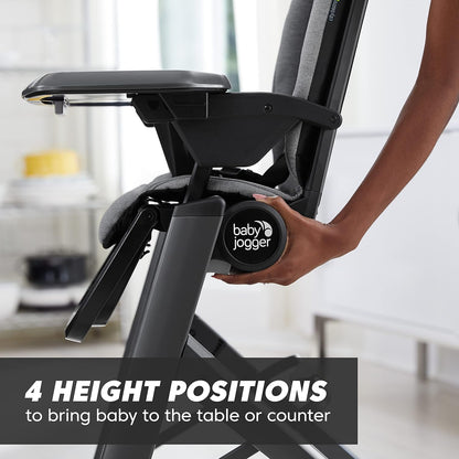 Baby Jogger City Bistro High Chair, Slim Foldable Compact Design, Super Compact Free-Standing Easy Fold, 4 Height Positions, Highchair for Baby with Dishwasher-Safe Tray, Graphite