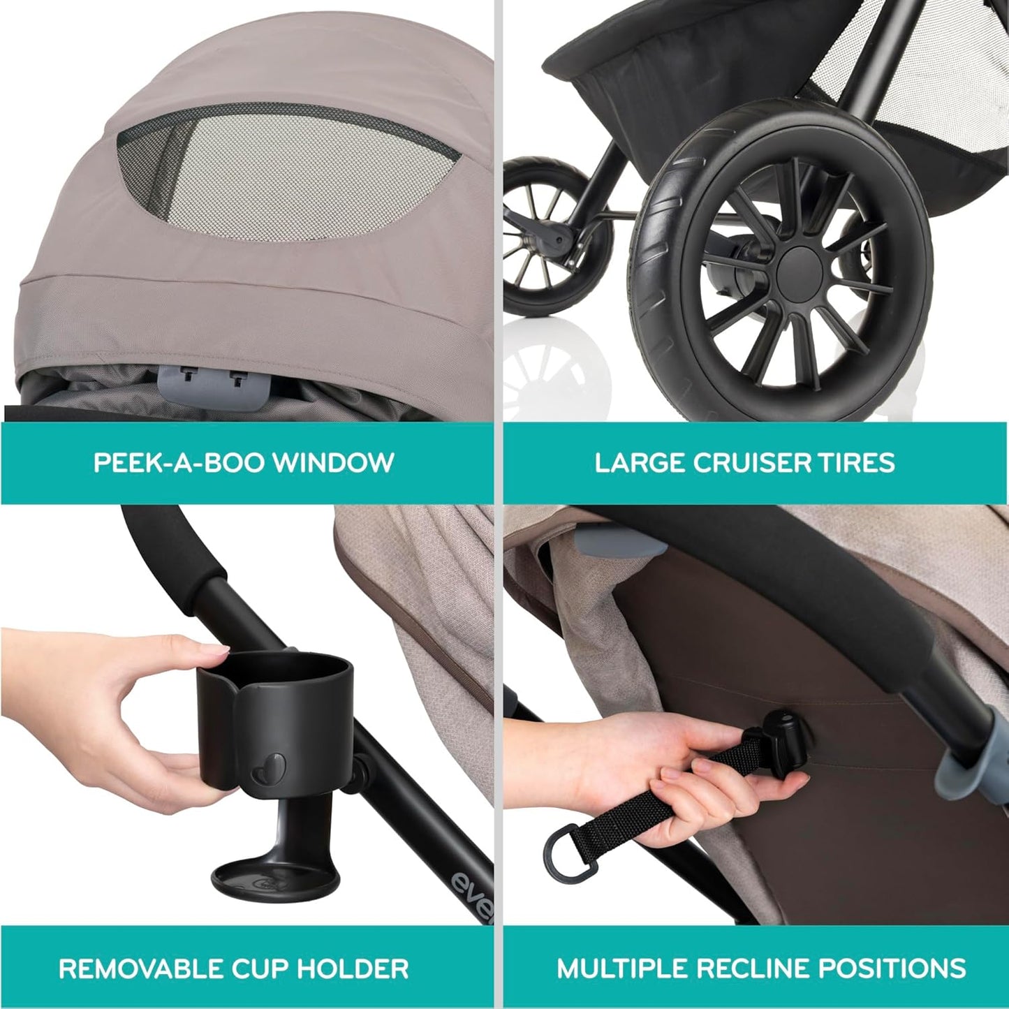 Evenflo Pivot Modular Travel System with LiteMax Preemie and Infant Car Seat (Desert Tan) (Copy)