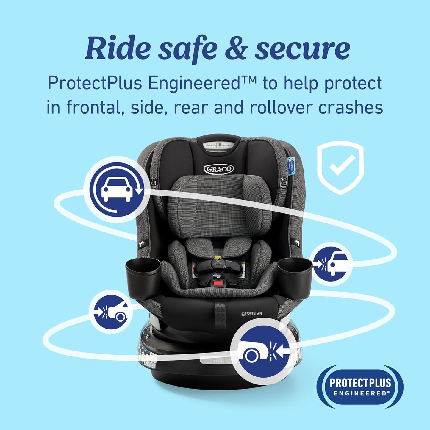 Graco EasyTurn 360 2-in-1 Convertible Car Seat, Solae Gray (New)