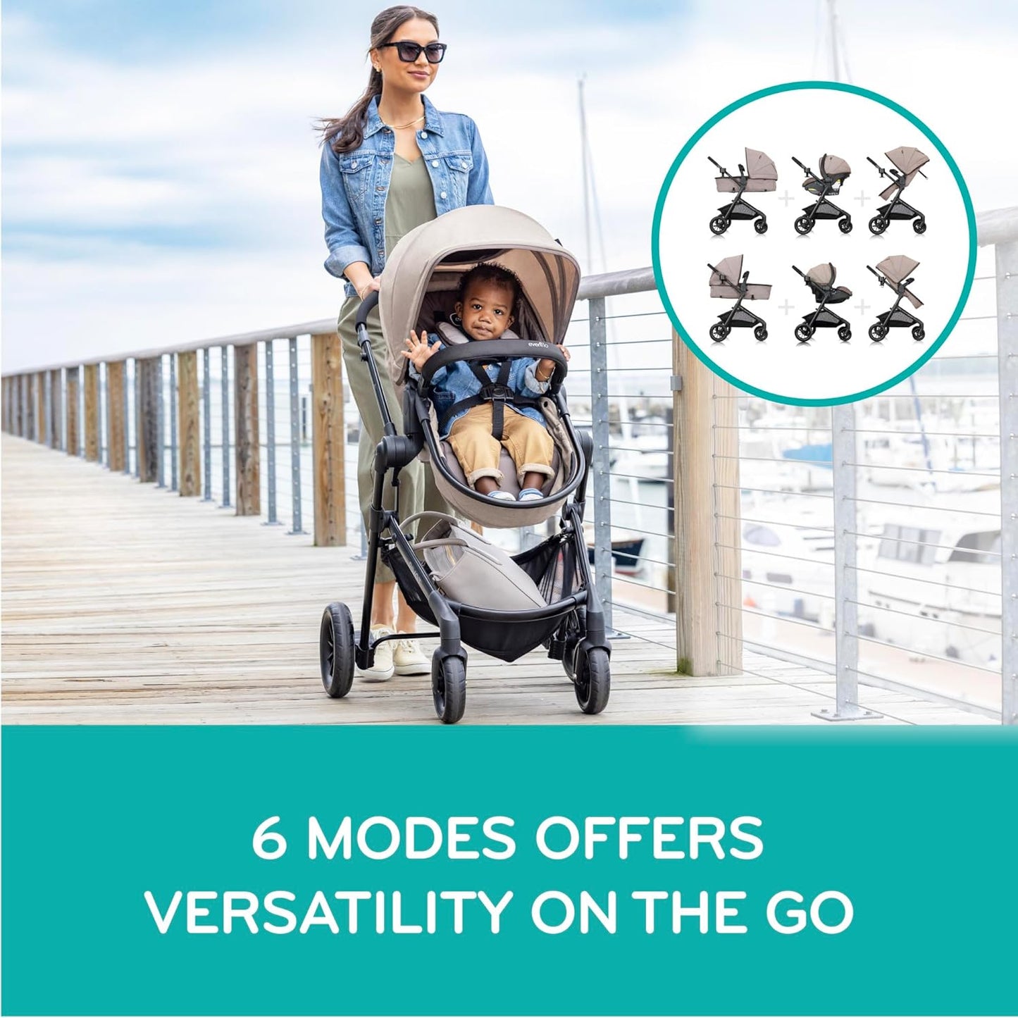 Evenflo Pivot Modular Travel System with LiteMax Preemie and Infant Car Seat (Desert Tan) (Copy)