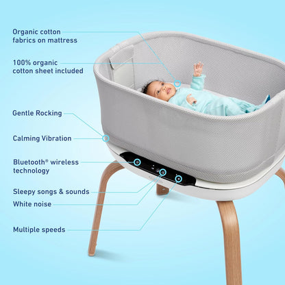 Graco® SmartSense Soothing Baby Bassinet – Smart Newborn Bassinet Detects and Automatically Responds to Baby's Cries – For Newborn Babies to 6 Months