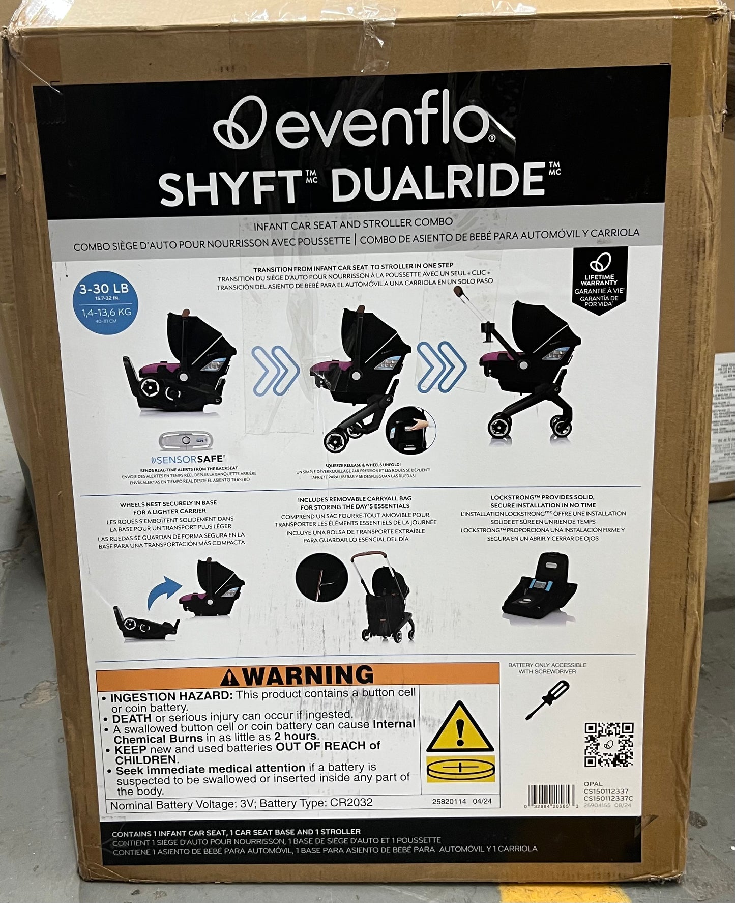 Evenflo Shyft DualRide  with Carryall Storage infant car seat and stroller combo  opal pink